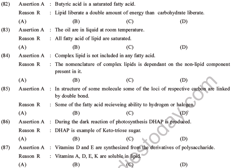 NEET Biology Biomolecules MCQs Set C-30