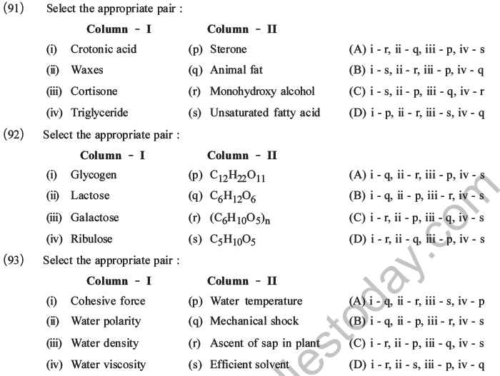 NEET Biology Biomolecules MCQs Set C-32