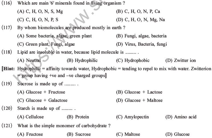 NEET Biology Biomolecules MCQs Set C-43