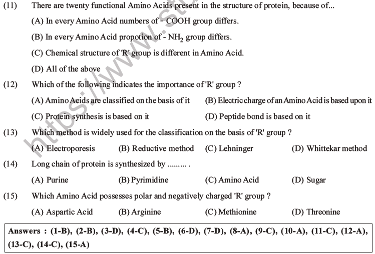 NEET Biology Biomolecules MCQs Set D-1