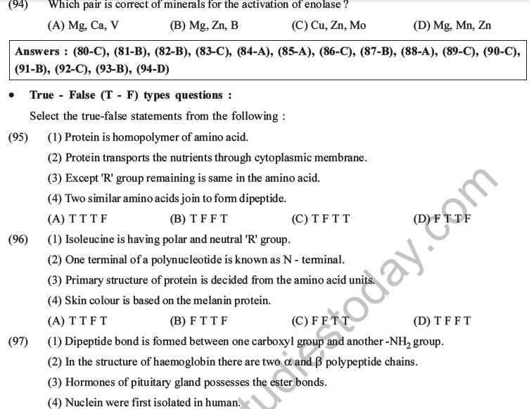 NEET Biology Biomolecules MCQs Set D-23