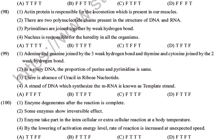 NEET Biology Biomolecules MCQs Set D-24