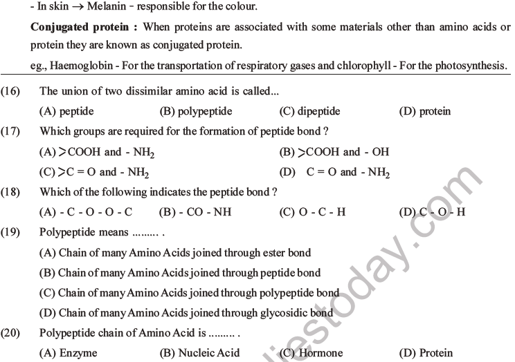 NEET Biology Biomolecules MCQs Set D-4