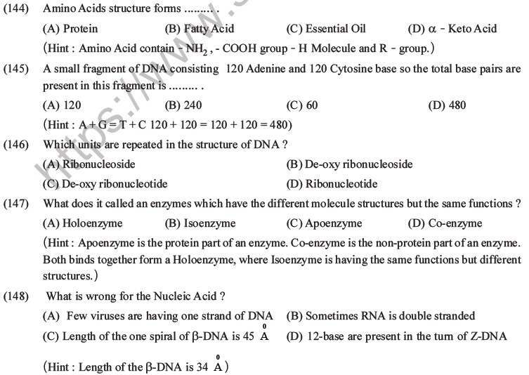 NEET Biology Biomolecules MCQs Set D-40