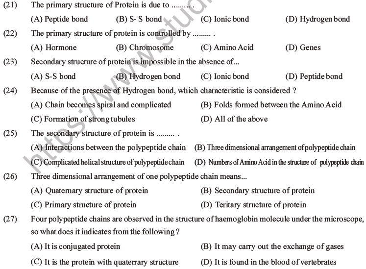 NEET Biology Biomolecules MCQs Set D-5