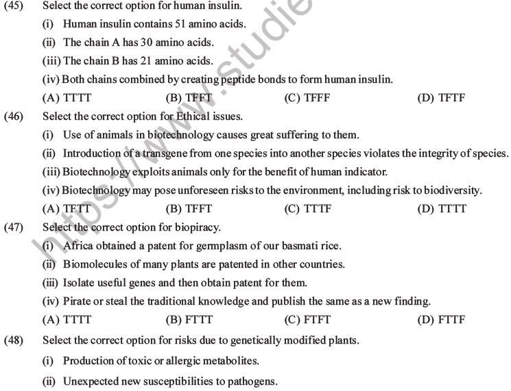 NEET Biology Biotechnology and Its Applications MCQs Set B-12