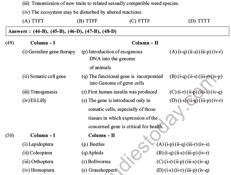 NEET Biology Biotechnology and Its Applications MCQs Set B-13