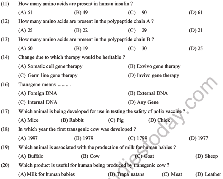 NEET Biology Biotechnology and Its Applications MCQs Set B-5