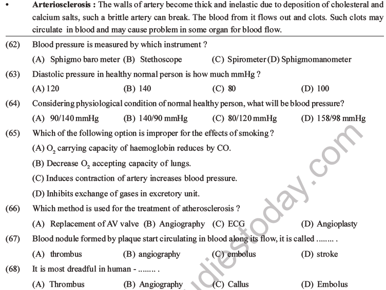 NEET Biology Body Fluids and Circulation MCQs Set B-32