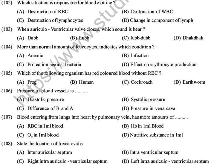 NEET Biology Body Fluids and Circulation MCQs Set B-52