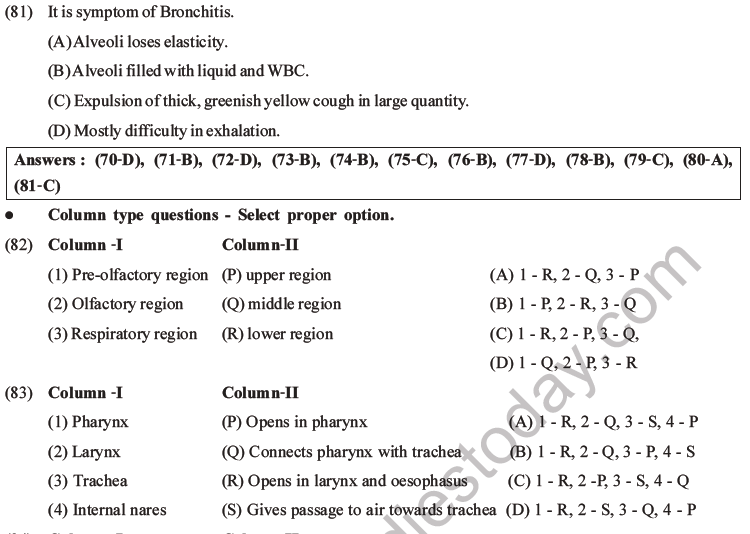 NEET Biology Breathing and Exchange of Gases MCQs Set B-21