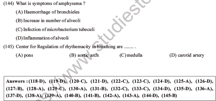 NEET Biology Breathing and Exchange of Gases MCQs Set B-37