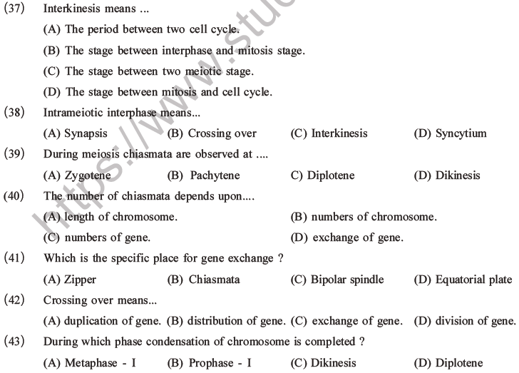 NEET Biology Cell Cycle MCQs Set A-10