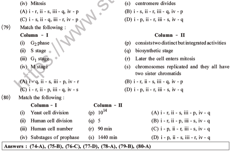 NEET Biology Cell Cycle MCQs Set A-21