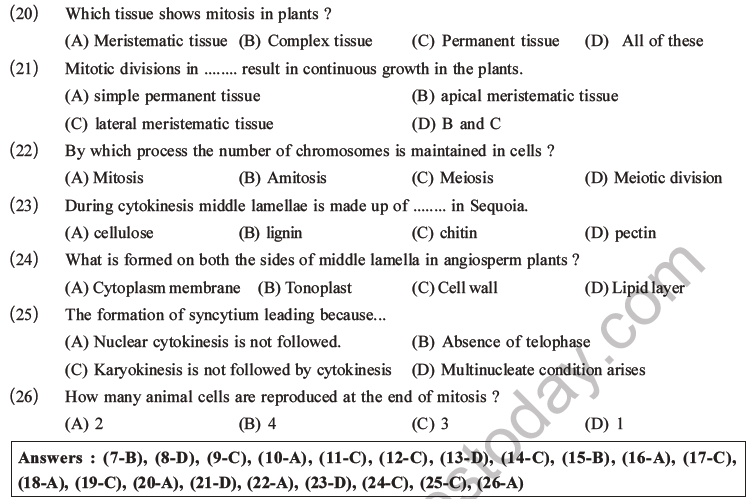 NEET Biology Cell Cycle MCQs Set A-5