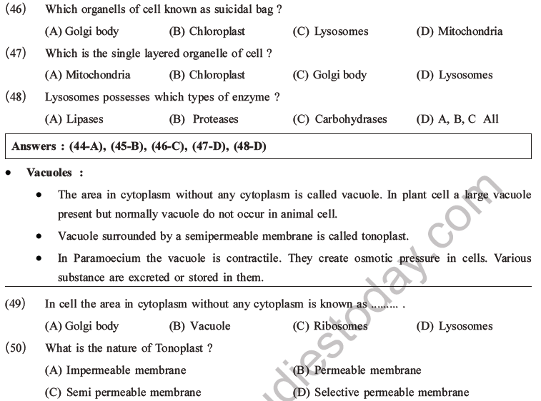 NEET Biology Cell Structure and Function MCQs Set B-11