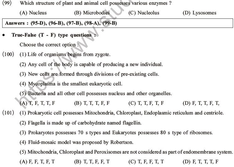 NEET Biology Cell Structure and Function MCQs Set B-24
