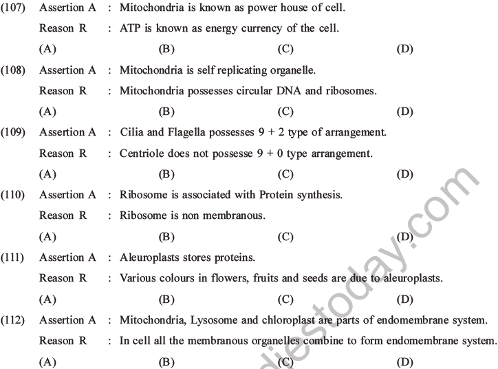 NEET Biology Cell Structure and Function MCQs Set B-27