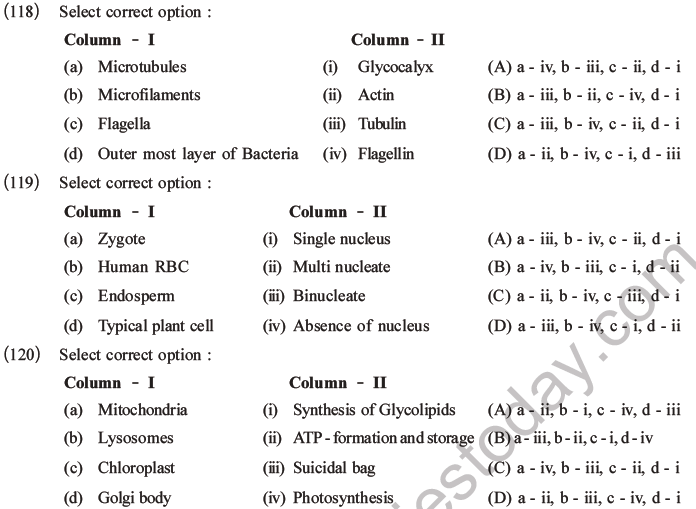 NEET Biology Cell Structure and Function MCQs Set B-29