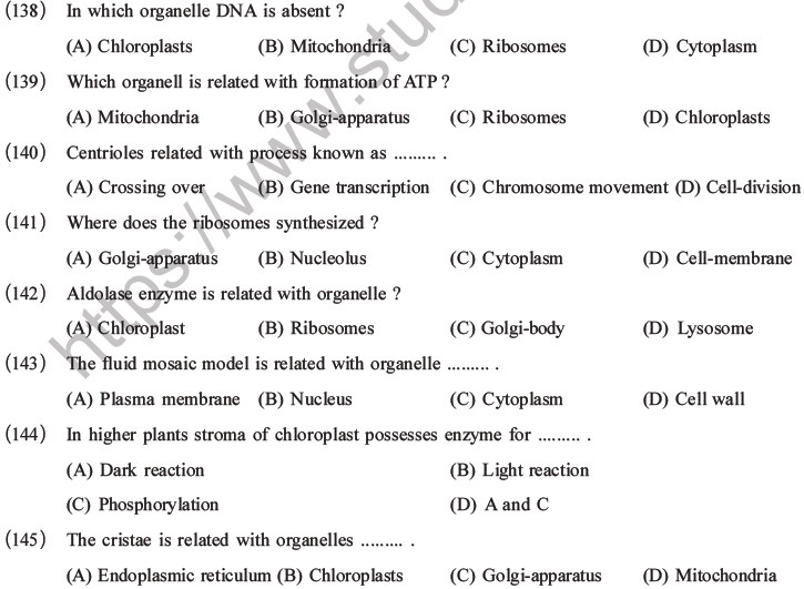 NEET Biology Cell Structure and Function MCQs Set B-34