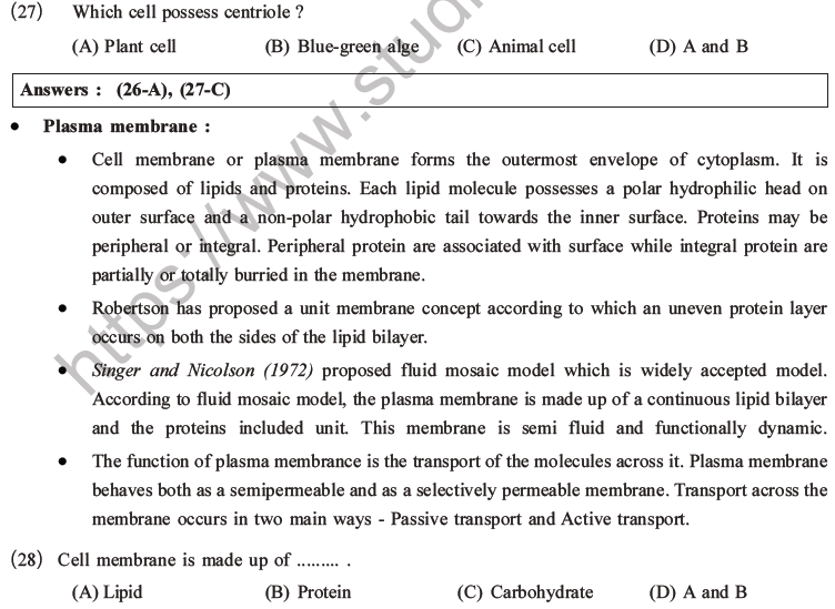 NEET Biology Cell Structure and Function MCQs Set B-6