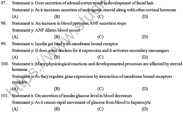 NEET Biology Chemical Coordination and Control MCQs Set A-Q97