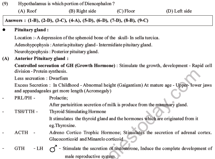 NEET Biology Chemical Coordination and Control MCQs Set B-