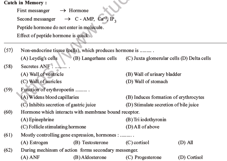 NEET Biology Chemical Coordination and Control MCQs Set B-16