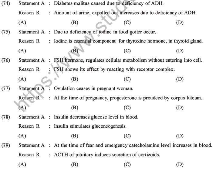 NEET Biology Chemical Coordination and Control MCQs Set B-20