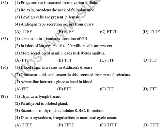 NEET Biology Chemical Coordination and Control MCQs Set B-22