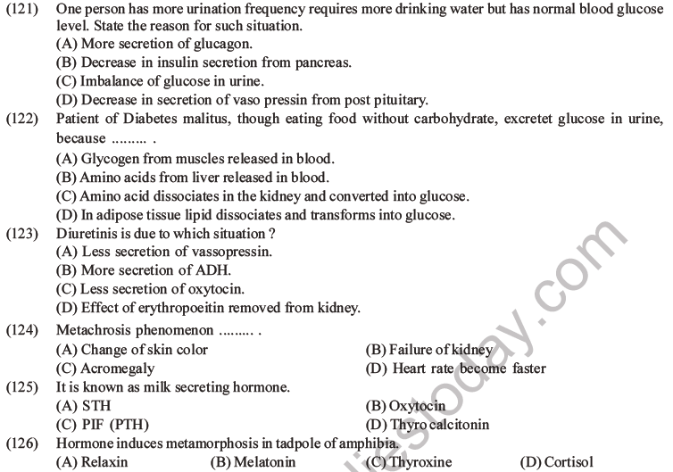 NEET Biology Chemical Coordination and Control MCQs Set B-33