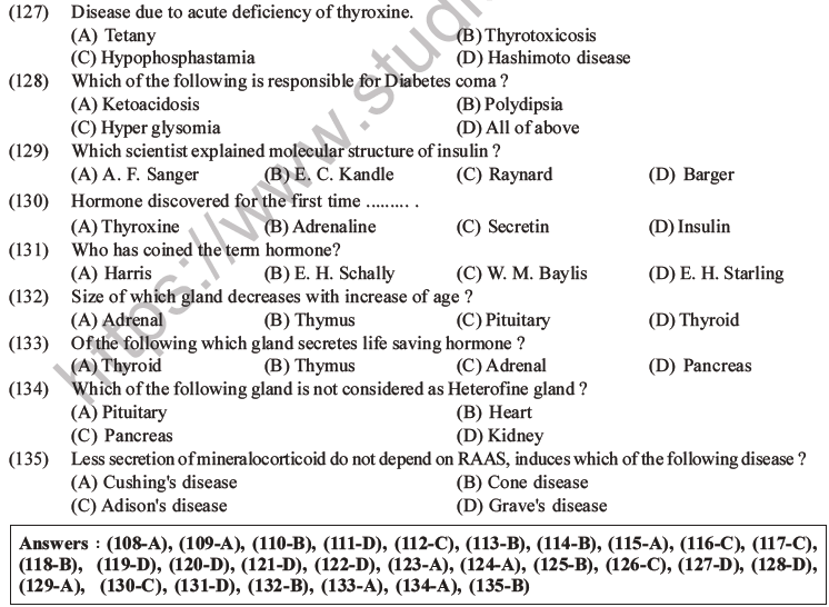 NEET Biology Chemical Coordination and Control MCQs Set B-34