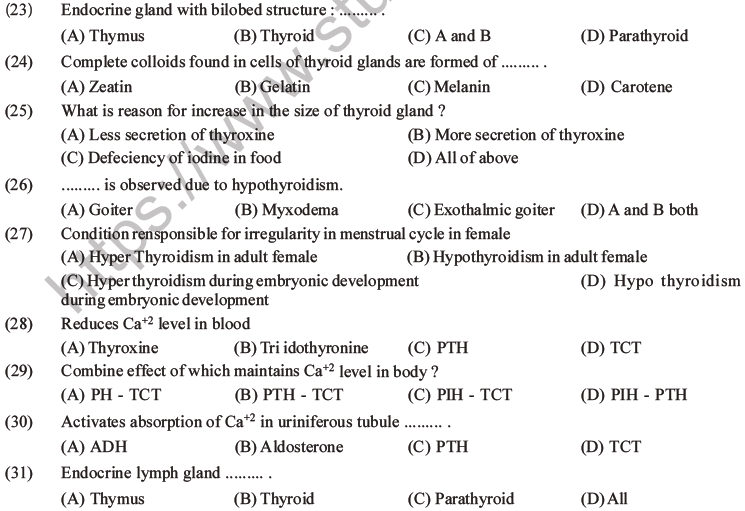 NEET Biology Chemical Coordination and Control MCQs Set B-5