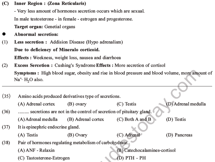 NEET Biology Chemical Coordination and Control MCQs Set B-9