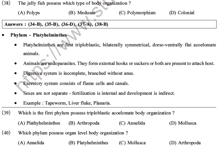 NEET Biology Classification of Animal Kingdom MCQs Set A-10