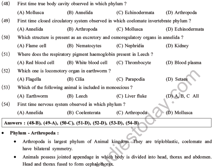 NEET Biology Classification of Animal Kingdom MCQs Set A-13