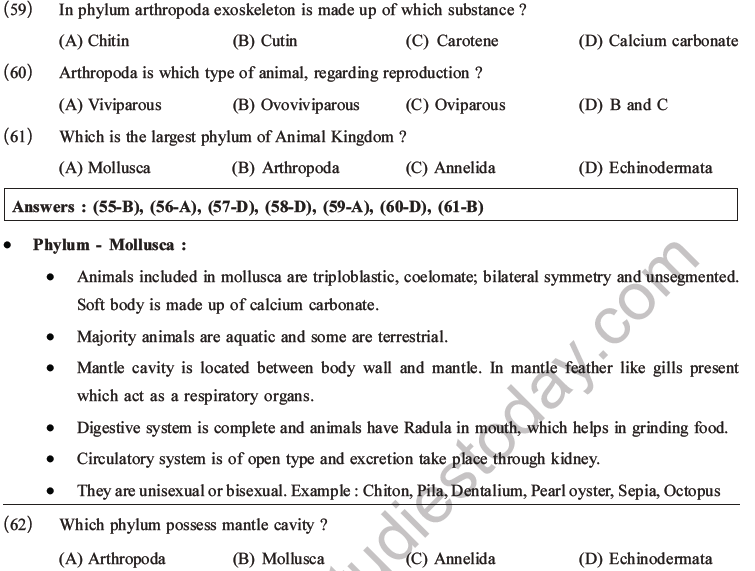 NEET Biology Classification of Animal Kingdom MCQs Set A, Multiple Choice  Questions