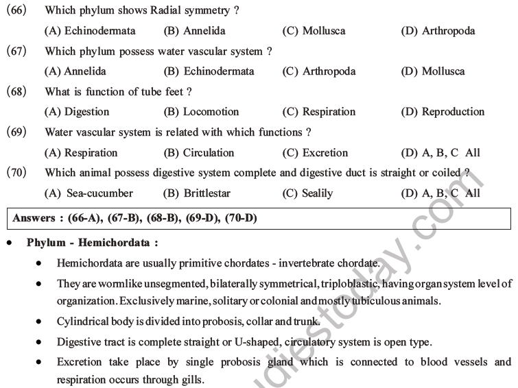 NEET Biology Classification of Animal Kingdom MCQs Set A-17