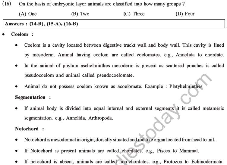 NEET Biology Classification of Animal Kingdom MCQs Set A, Multiple Choice  Questions