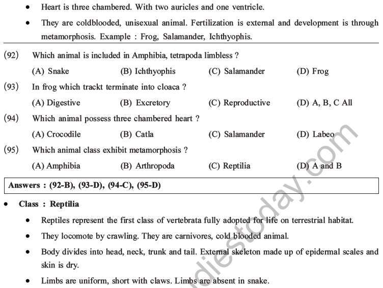 NEET Biology Classification of Animal Kingdom MCQs Set A-23