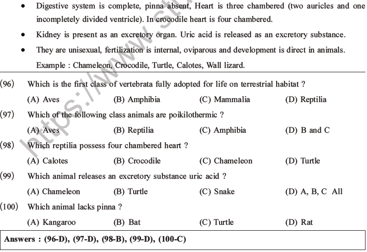 NEET Biology Classification of Animal Kingdom MCQs Set A-24