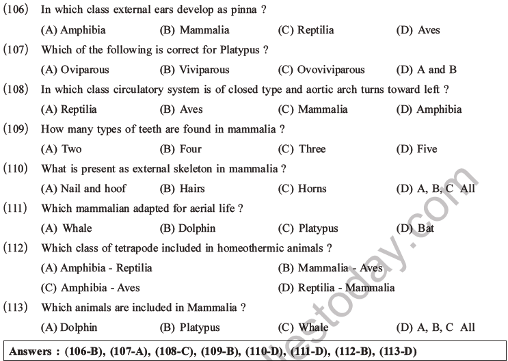 NEET Biology Classification of Animal Kingdom MCQs Set A-27