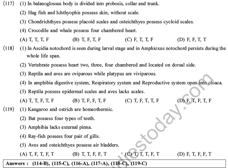 NEET Biology Classification of Animal Kingdom MCQs Set A-29