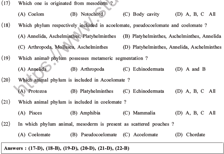 NEET Biology Classification of Animal Kingdom MCQs Set A-3