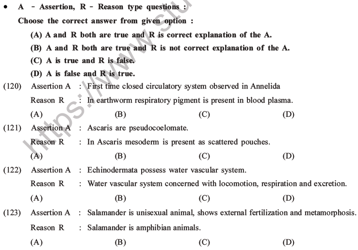 NEET Biology Classification of Animal Kingdom MCQs Set A-30