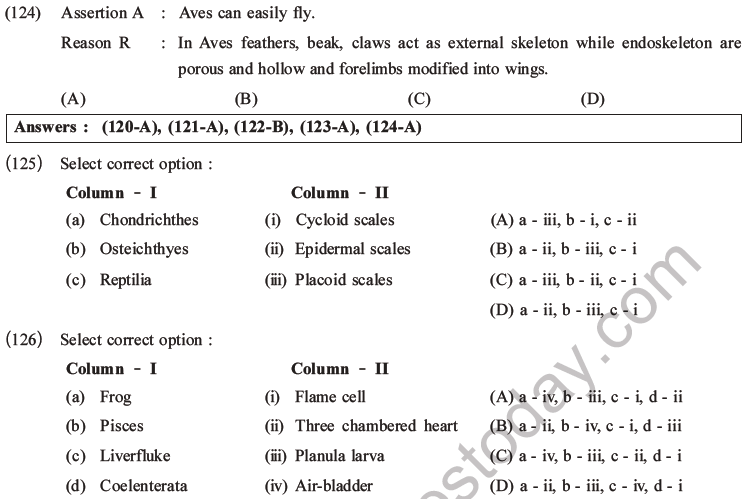 NEET Biology Classification of Animal Kingdom MCQs Set A-31
