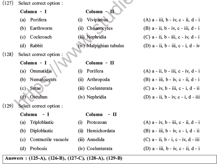 NEET Biology Classification of Animal Kingdom MCQs Set A-32