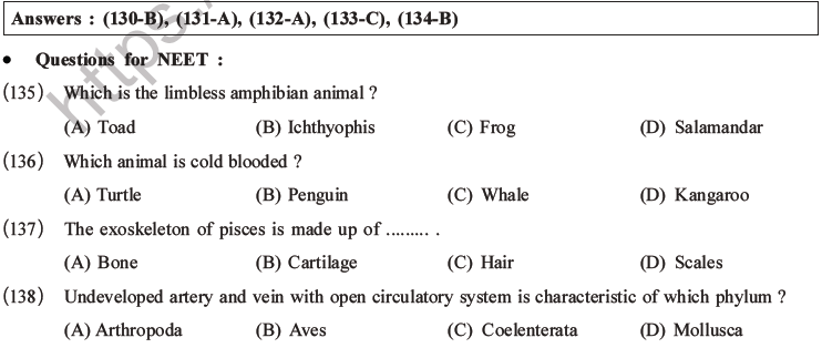 NEET Biology Classification of Animal Kingdom MCQs Set A-36