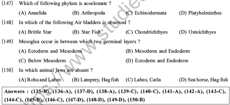 NEET Biology Classification of Animal Kingdom MCQs Set A-38