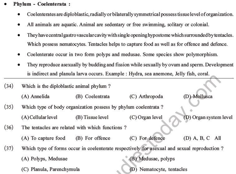 NEET Biology Classification of Animal Kingdom MCQs Set A-9